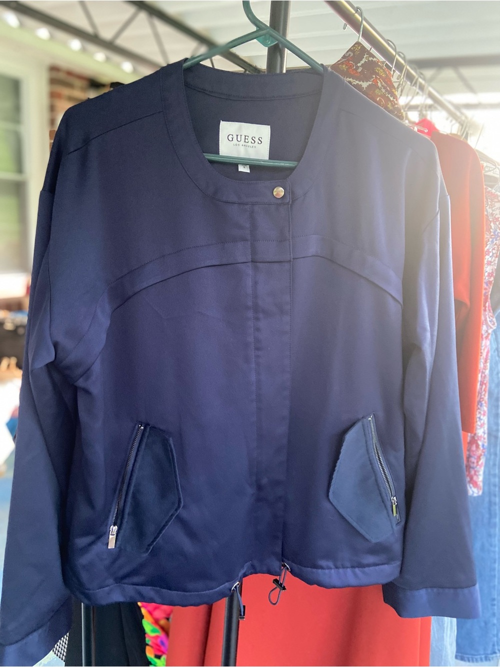 GUESS Women's Navy Blue Bomber Jacket